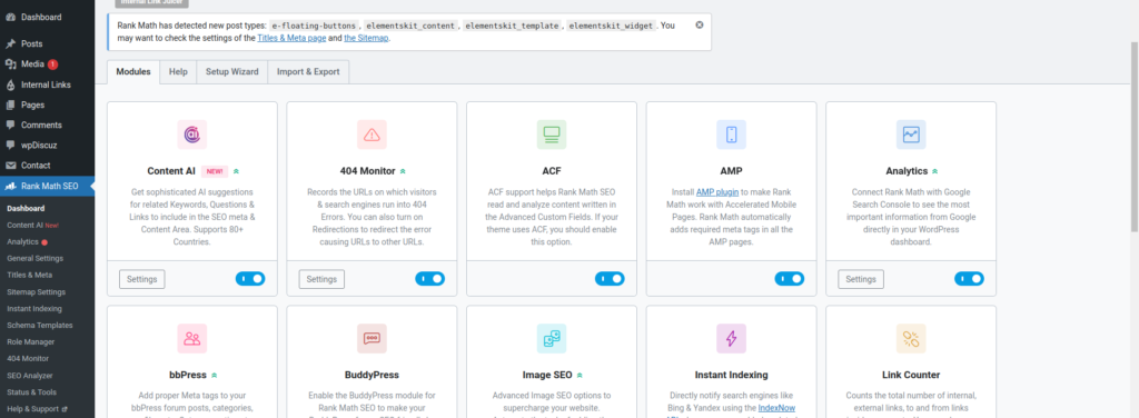 Rank Math SEO DashBoard